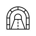 Black line icon for Tunnel, underpass and subway