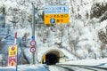 Highway tunnels in the winter , Japan