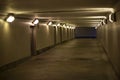Tunnel with lamps. City tunnel under road Royalty Free Stock Photo