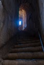 The tunnel leading from a secret entrance to the north-eastern entrance to the Nimrod Fortress located in Upper Galilee in norther Royalty Free Stock Photo