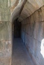 The tunnel leading to a secret entrance from the north-eastern entrance to the Nimrod Fortress located in Upper Galilee in norther Royalty Free Stock Photo