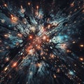 A stone tunnel surrounded by glowing meteors and stars, creating a captivating scene, generative ai
