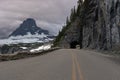 Tunnel and Mount Clements On Going To The Sun Road Royalty Free Stock Photo