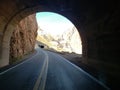 Tunnel mountain road route asphalt curve desert Royalty Free Stock Photo