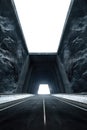 tunnel in the mountains. highway through the mountains. light in the end of the tunnel. Transparent background. Royalty Free Stock Photo