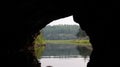 Tunnel passage opening in Caddy lake, Manitoba in spring