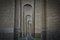 Tunnel or a passage with a series of tall arches and bike lane in NYC