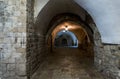 Tunnel passage under the grave of King David in old city of Jerusalem, Israel