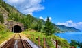 Tunnel railway near Lake Baikal and bridge in foreground Royalty Free Stock Photo