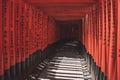 Tunnel of red gates in Fushimi Inari Taisha in Kyoto Japan Royalty Free Stock Photo