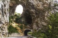 Tunnel on the road by Piva river canyon in the northern Montenegro