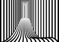 Tunnel or road to infinity. Geometric Black and White Abstract Hypnotic Worm-Hole. Opt Art picture. Optical Illusion