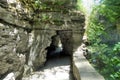 Tunnel through rock face