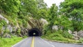 Tunnel through rocks along the skyline drive national park