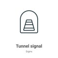Tunnel signal outline vector icon. Thin line black tunnel signal icon, flat vector simple element illustration from editable signs