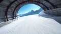 Beautiful Landscape Slopes In Solden Austria Tunnel Ski Royalty Free Stock Photo