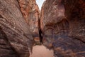 Tunnel Slot during sunny day with blue sky in Escalante National Monument, Grand Staircase trail