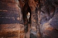 Tunnel Slot during sunny day with blue sky in Escalante National Monument, Grand Staircase trail, Utah