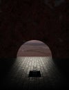 Tunnel with stone flor Royalty Free Stock Photo