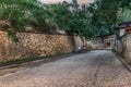 Tunnel with stone walls on Naberezhna street in Mykolaiv, Ukraine