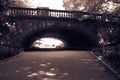 Tunnel under the bridge in red monochrome vintage style Royalty Free Stock Photo