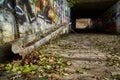 Old pedestrian tunnel with graffiti