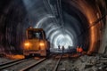 Tunnel under construction. Generate Ai Royalty Free Stock Photo