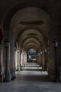 Tunnel of vaulted arches of an old building