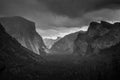 Tunnel View Snow Clouds over Yosemite Valley Royalty Free Stock Photo