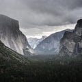 Tunnel View Snow Clouds over Yosemite Valley Royalty Free Stock Photo
