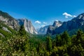 Tunnel view of the Yosemite National Park, Beautiful forrest landscape with blue sky background Royalty Free Stock Photo