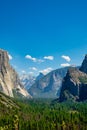 Tunnel view of the Yosemite National Park, Beautiful forrest landscape with blue sky background Royalty Free Stock Photo