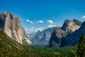 Tunnel view of the Yosemite National Park, Beautiful forrest landscape with blue sky background Royalty Free Stock Photo