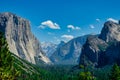 Tunnel view of the Yosemite National Park, Beautiful forrest landscape with blue sky background Royalty Free Stock Photo