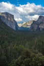 Tunnel view in Yosemite National Park at sunset golden hour in California Royalty Free Stock Photo
