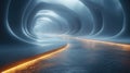 Illuminated Tunnel Showing a Light at the End. Generative AI. Royalty Free Stock Photo