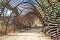 tunnel in wooden slats for people to pass through in the interior of the Barrosal Park in Castelo Branco.