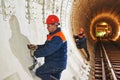 Tunnel worker at underground construction site