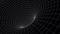 Tunnel or wormhole. Abstract Wormhole Science. 3D tunnel grid.Wireframe 3D surface tunnel.Grid texture