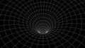 Tunnel or wormhole. Abstract Wormhole Science. 3D tunnel grid.Wireframe 3D surface tunnel.Grid texture