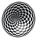 Tunnel or wormhole. Digital wireframe tunnel. Checkerboard background vector image Royalty Free Stock Photo