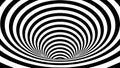 Tunnel or wormhole. Movement lines illusion. Abstract wave whith black and white curve lines. Vector optical illusion Royalty Free Stock Photo