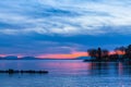 Stunning view of lake Leman in Lausanne at dusk Royalty Free Stock Photo