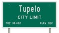 Tupelo road sign showing population and elevation