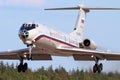 Tupolev Tu-134A-3 RA-65689 of Russian Air Force landing at Chkalovsky. Royalty Free Stock Photo