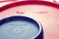 Tupperware lids. Tupperware brand lids close-up. Textured image with shallow depth of field. Ukraine. Kyiv. 06.02.2023