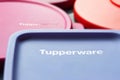 Tupperware lids. Full frame Tupperware brand lids. Textured image with shallow depth of field. Ukraine. Kyiv. 06.02.2023