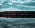 Turawa lake dark weather Opole Poland Royalty Free Stock Photo