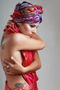 Turban and with artistic visage Royalty Free Stock Photo