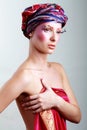 Turban and with artistic visage Royalty Free Stock Photo